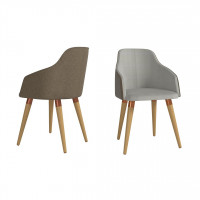 Manhattan Comfort 2-1018178 Martha Double-Sided Fabric Leather Accent Chair in Grey - Set of 2